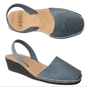 Women's Pons Avarca Slingback Lightweight Foam Wedge Leather Sandals Size 7